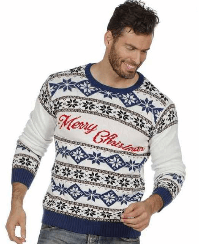 Flot blå og hvid julesweater
