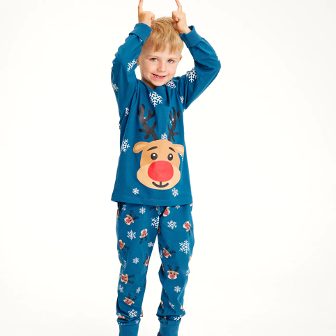 Rudolf blå julepyjamas - barn