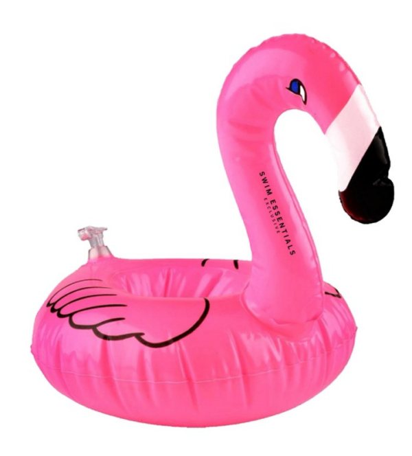 Oppustelig flamingo-kopholder i pink