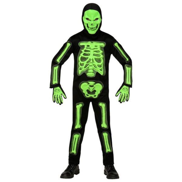 3D Grøn Skelet Børnekostume