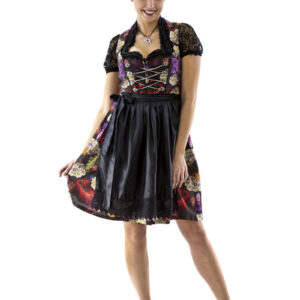 Dirndl Blomstret Sort