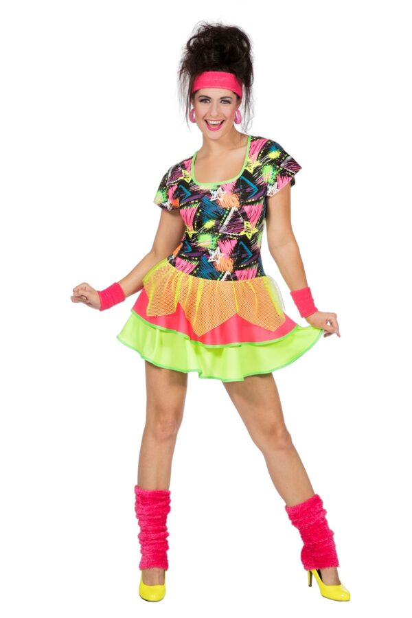Neon 80'er Kjole Kostume
