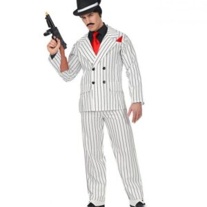 Stribet Gangster Kostume Sort/Hvid