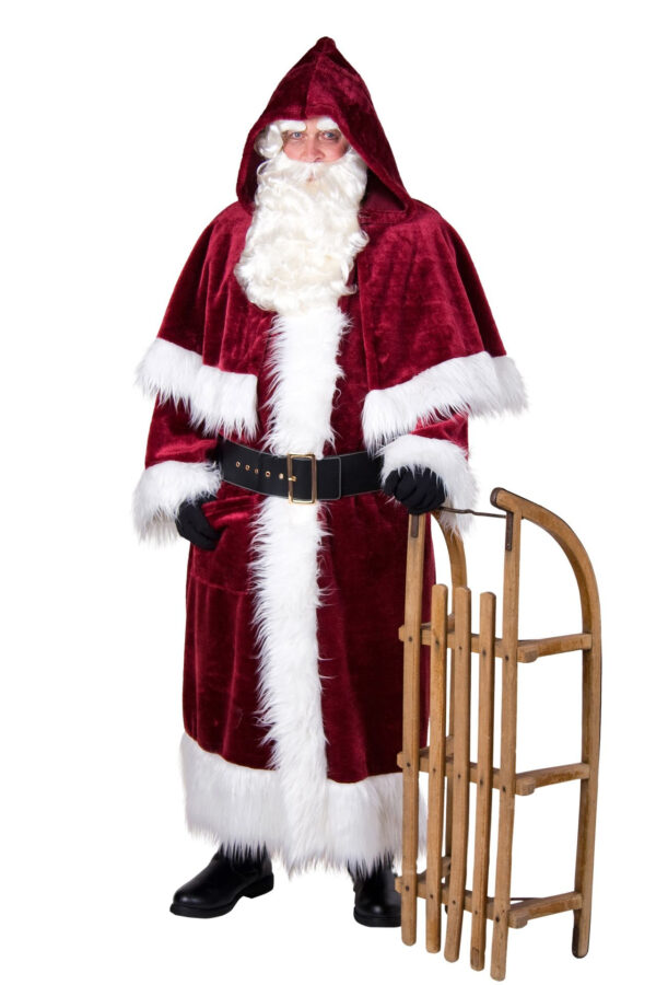 Deluxe Vinrød Julemandsfrakke Kostume