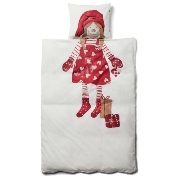 Junior sengetøj med jule pige motiv - 100x140 cm - Vendbart design - IN Style sengesæt