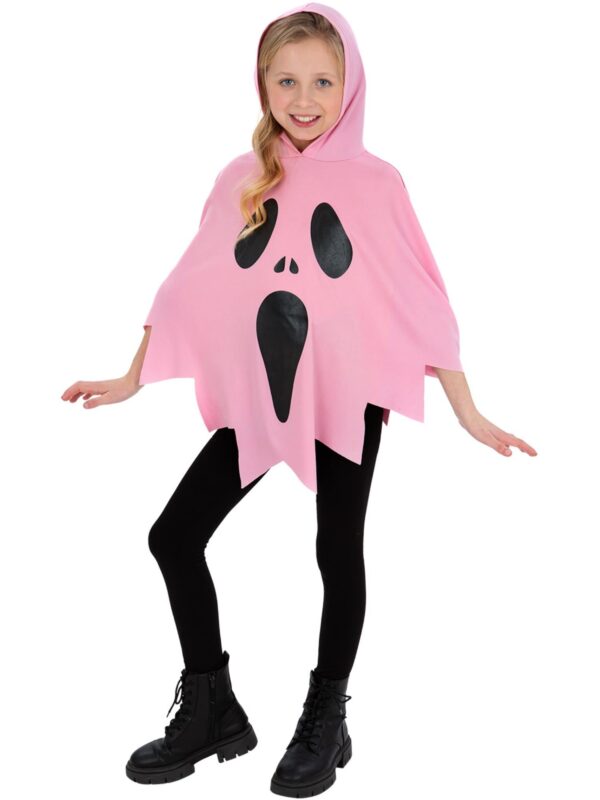 Spøgelse Poncho Børnekostume Lyserød