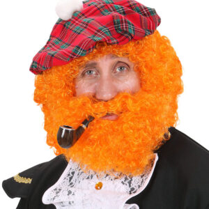 Skotsk Leprechaun Krøllet Paryk & Skæg Orange