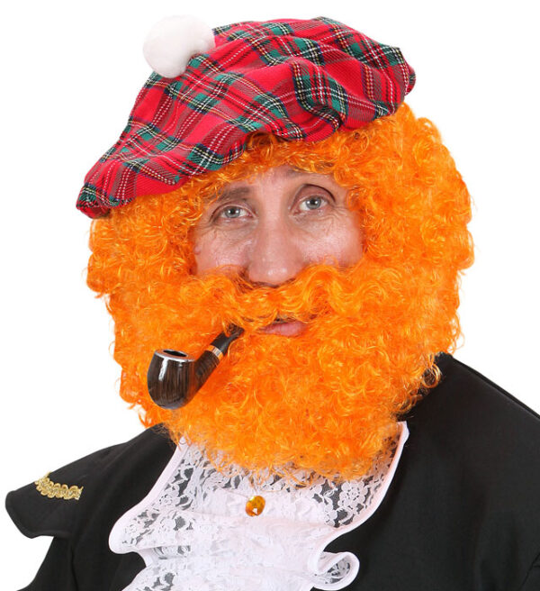 Skotsk Leprechaun Krøllet Paryk & Skæg Orange