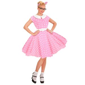 50'er Diner Kjole Kostume Lyserød