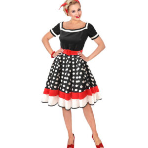 50'er Polkaprikket Kjole Kostume