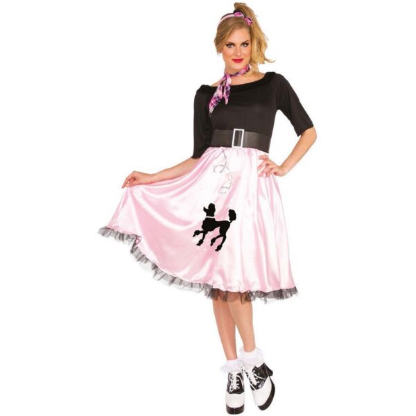 50'er Poodle Skirt Kostume Lyserød