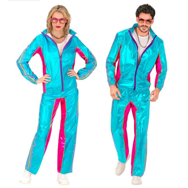 Azurblå 80'er Træningsdragt Kostume