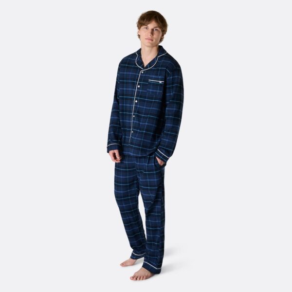 Blå Flannel Julepyjamas Herre