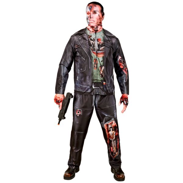 Blodig Cyborg Kostume Sort