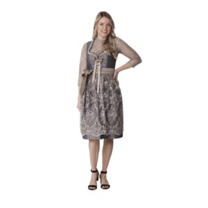 Dirndl Jacquard Blomstret Sølvgrå