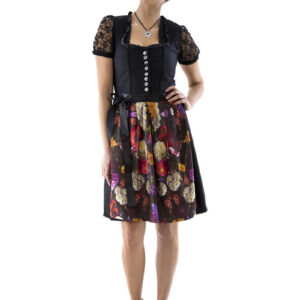 Dirndl Sort Blomstret
