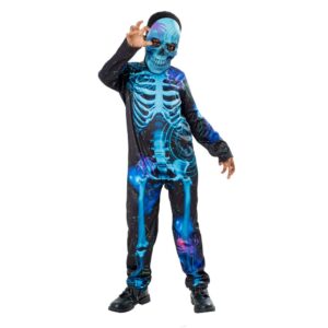 Glow In The Dark Skelet Børnekostume Blå
