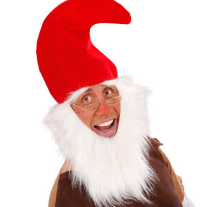 Gnom Nissehue Med Skæg Rød