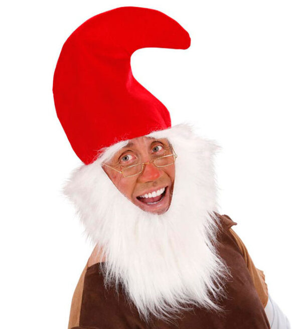 Gnom Nissehue Med Skæg Rød