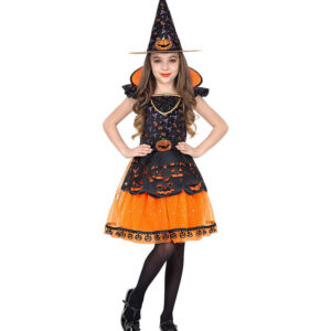 Halloween Heks Børnekostume Orange