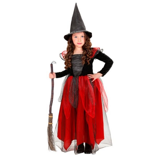 Heks Børnekostume Sort/Rød