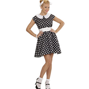 Prikket 50'er Kjole Sort