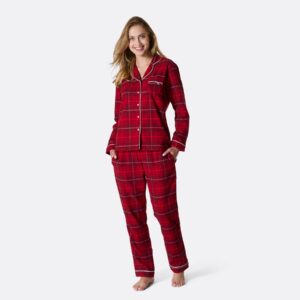 Rød Flannel Julepyjamas Dame