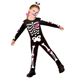Skelet Pige Børnekostume Lyserød
