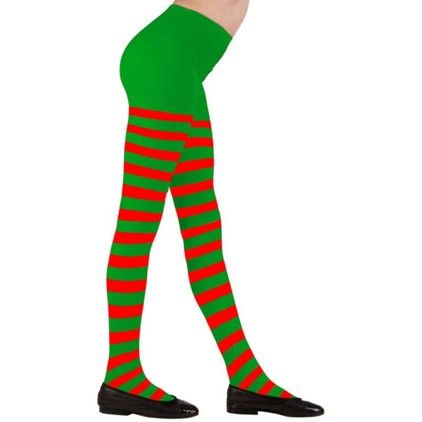 Stribede Børnestrømpebukser Grøn/Rød