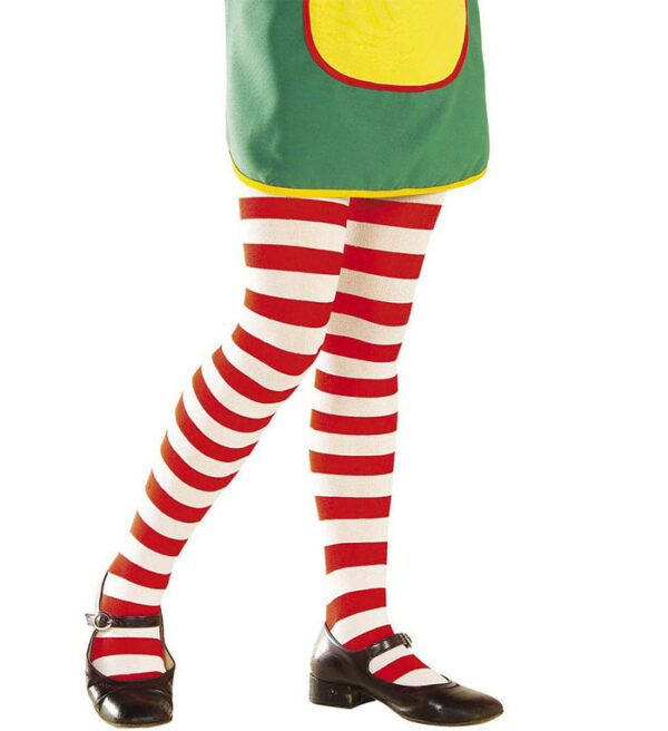 Stribede Børnestrømpebukser Rød/Hvid