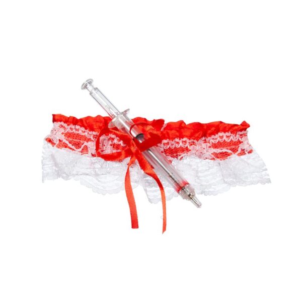 Sygeplejerske Strømpebånd Rød/Hvid