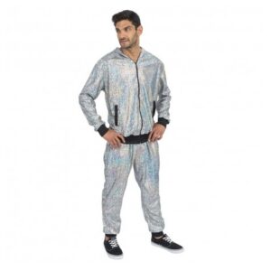 Iriserende Geometrisk Træningsdragt Kostume Sølv