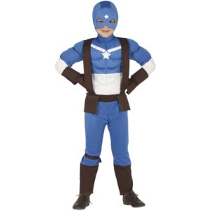 Kaptajn Superhelt Børnekostume Blå